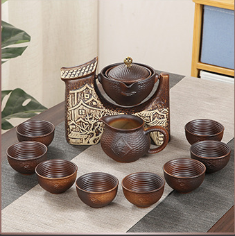 Household Kung Fu Tea Cup Ceramic Lid Bowl Teapot Set