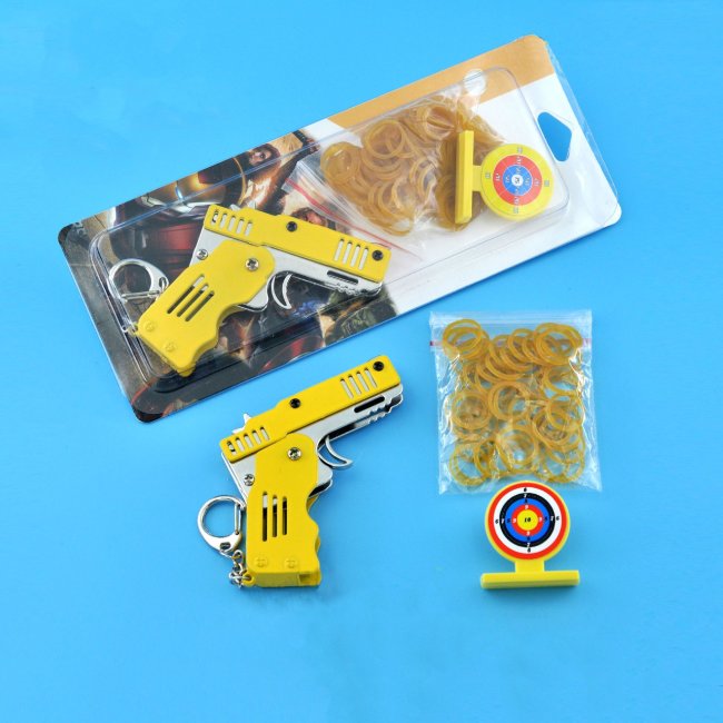 All Metal Mini Folding Rubber Band Gun Outdoor Sport Toy Keychain