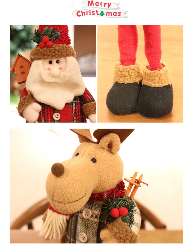 Big Size Christmas Dolls Retractable Santa Claus Snowman Elk Toys Xmas Figurines Christmas Gift for Kid Red Xmas Tree Ornament