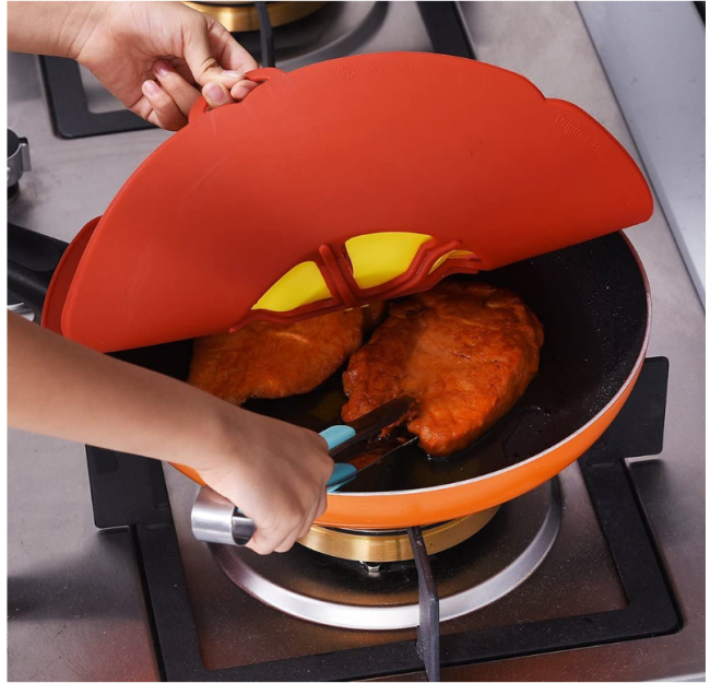 Silicone Boil Over Safeguard Anti Spill Lid Cover Pot Pan Lid Multi-Function Cooking Kitchen Tool (27.5CM)