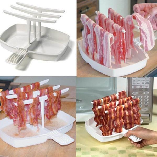 Removable Tray Microwave Bacon Cooker Shelf Rack Cooking Tool BBQ Barbecue Breakfast Meal Gadgets