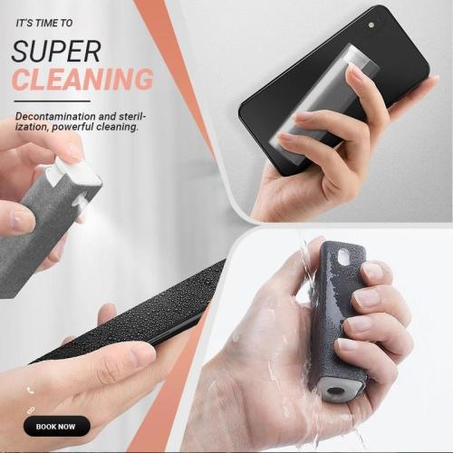 With Protective Shell Clean Shell and Internal Bottle Reusable Removes Smudges Screen Cleaner for Cell Phone 3 in 1 Fingerprint-proof Screen Cleaner Integrated Spray and Wipe Design 