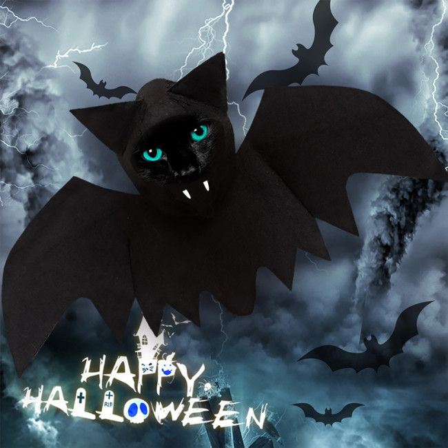 Halloween Pet Bat Wings Black Cool Puppy Cat Cat Bat With Hood Lightweight Transformation Dress