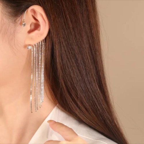 Sparkling Diamond Tassel Earrings
