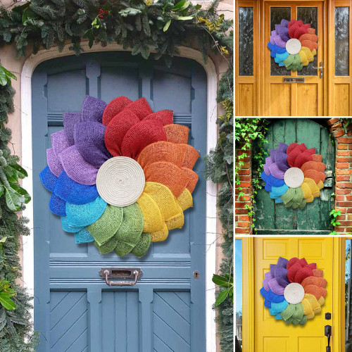 Rainbow Front Door Wreath