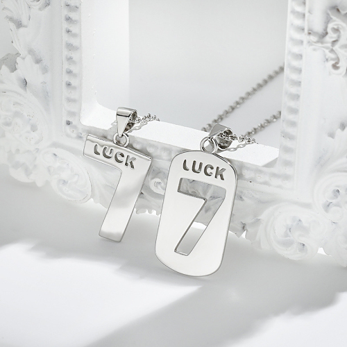 Personalized hollow out couple lucky number necklace