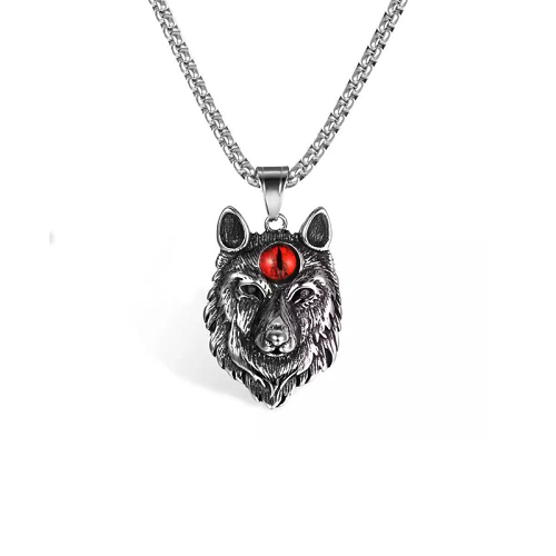 Trendy Men's Stainless Steel Necklace Wolf Head Pendant