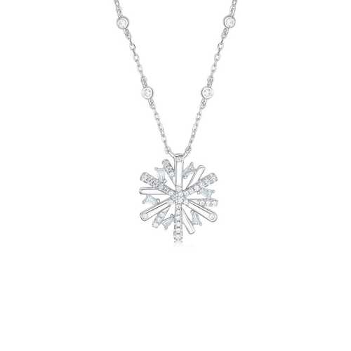 Sterling silver snowflake necklace women