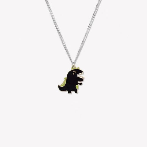 Cute little black dinosaur necklace pendant