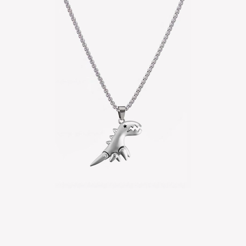 Titanium steel personalized cartoon small dinosaur necklace