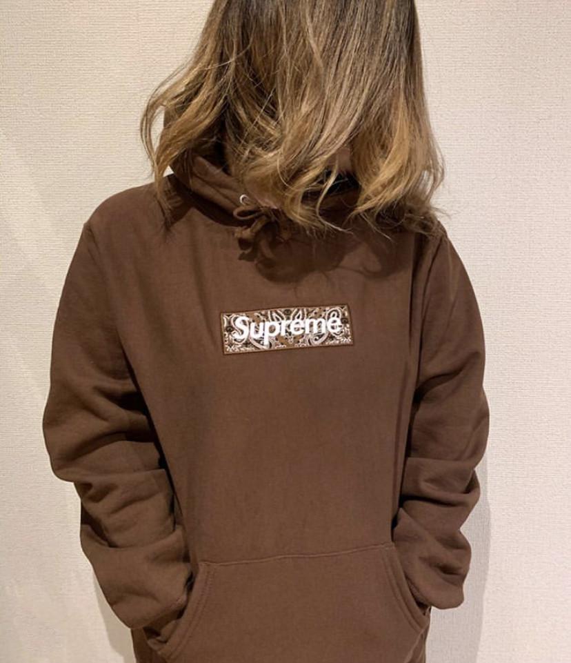 Supxxx Bandana Box Logo Hooded Sweatshirt Dark Brown - m 