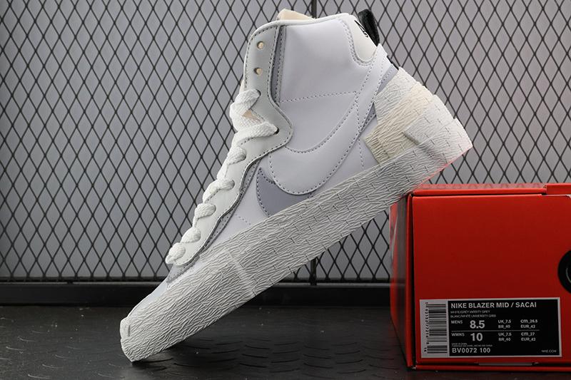nike blazer high sacai white grey