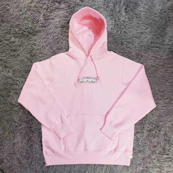 Supxxx Bandana Box Logo Hooded Sweatshirt Pink - www.flamsneaker.com