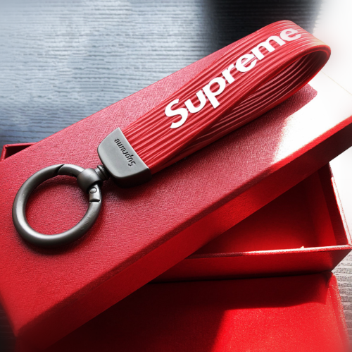 Supxxx Genuine Leather Keychain Red