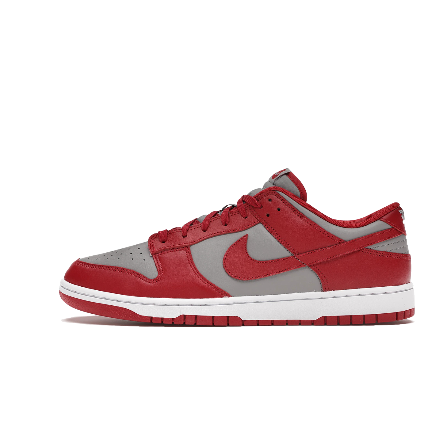 red and grey low dunks