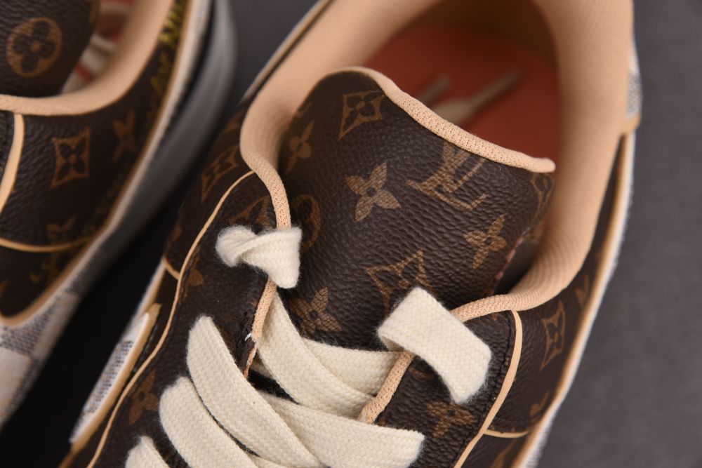 Nike Air Force 1 Low Louis Vuitton Monogram Brown Damier Azur Review On  Foot 