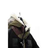 Sacai FW22 Kaws Edition long-sleeve color block camouflage hooded padded jacket