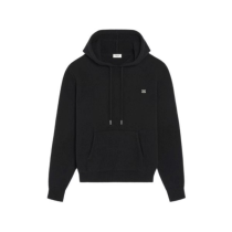 Celine FW22 solid color logo sticker hoodie long-sleeved sweater black