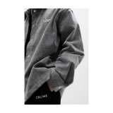 Dior SS22 solid color logo embroidery denim long-sleeved shirt jacket gray