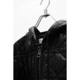 Dior black leather hooded zipper sweater