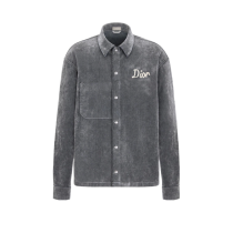 Dior SS22 solid color logo embroidery denim long-sleeved shirt jacket gray