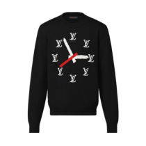 Louis Vuitton SS23 Clock Pattern Long Sleeve Black Knit Sweater