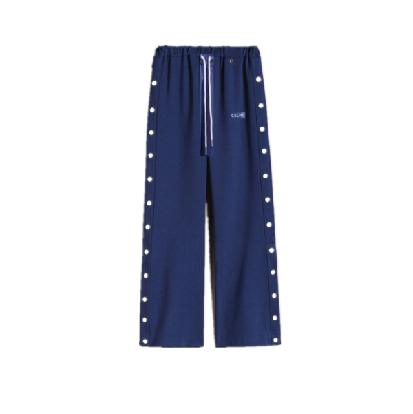 CELINE Button-Detailed Striped Jersey Track Pants Blue
