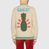 Gucci SS22 Pineapple White Cotton Cardigan with Logo