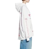 BALENCIAGA MUSIC PINK MARTINI MERCH ELASTIC HEM HOODIE OVERSIZED IN GEBROCHENES WEISS