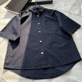 Dior Solid Color Single Breasted Lapel Collar Casual Short Sleeve Shirt