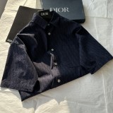 Dior Solid Color Single Breasted Lapel Collar Casual Short Sleeve Shirt