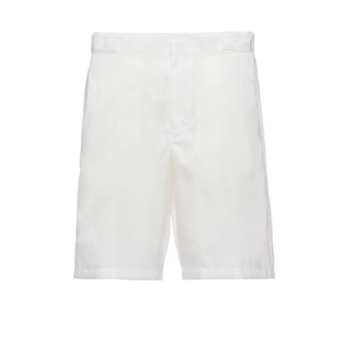 Prada Recycled Nylon Solid Bermuda Shorts White 5.16
