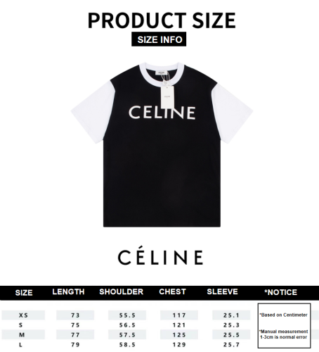 Celine 23ss front graphic print stitching short-sleeved T-shirt black 6.14