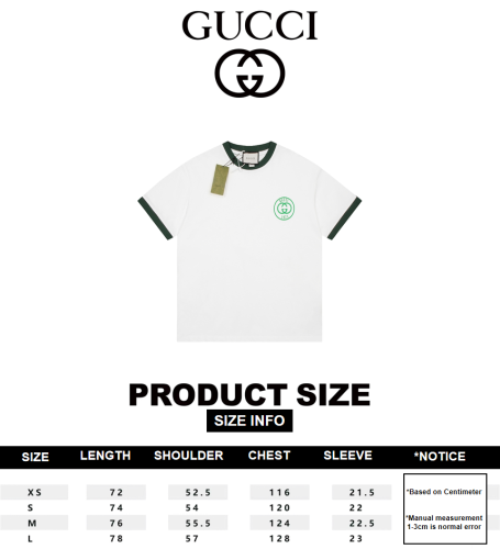 Gucci 23ss latest summer series color matching short-sleeved T-shirt white 6.14
