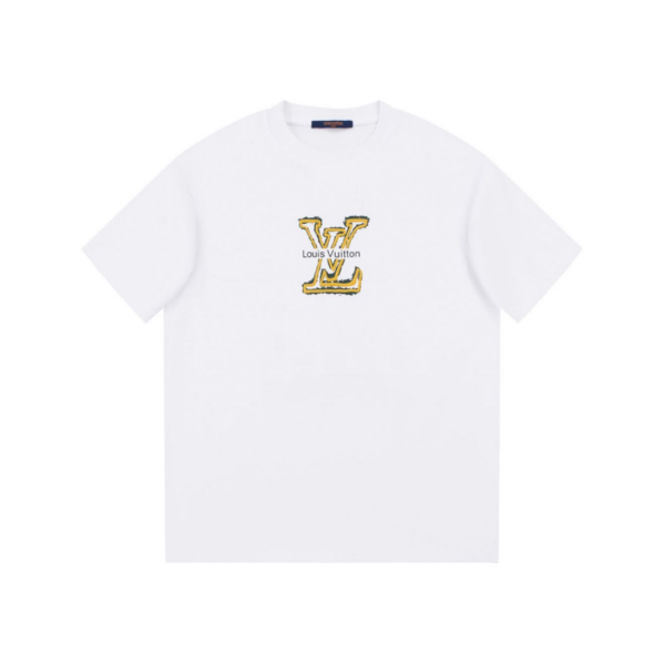 Louis Vuitton 23ss new yellow big logo print short-sleeved T-shirt White 6.26