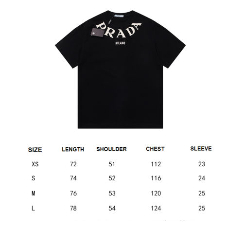 Prada 23SS Neck Chain Letter Print Short Sleeve T-Shirt Black 7.4