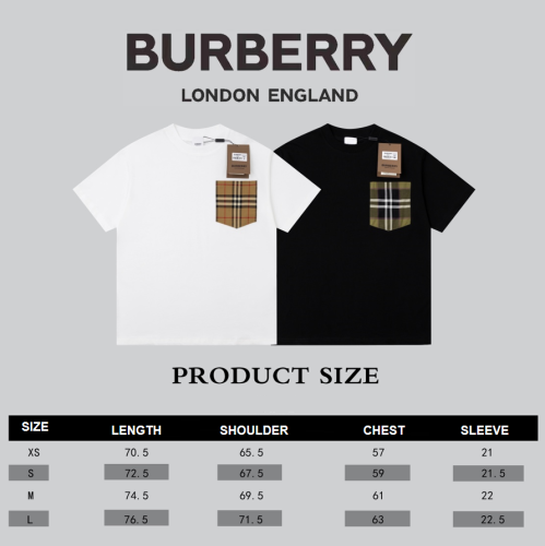 Burberry 23SS Chest Pocket Classic Plaid Short Sleeve T-Shirt Black 7.4