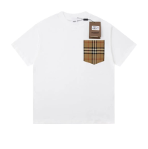 Burberry 23SS Chest Pocket Classic Plaid Short Sleeve T-Shirt White 7.4