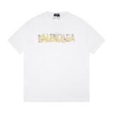 Balenciaga Yellow Graffiti Print Logo Short Sleeve white 7.11