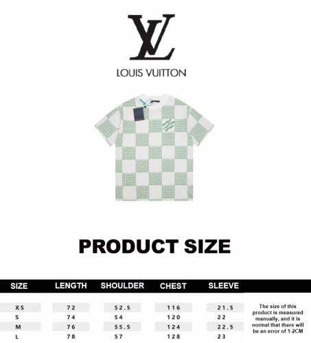 Louis Vuitton 23SS Full Body Classic Plaid Letter Logo Print Short Sleeve T-Shirt White Green 7.11