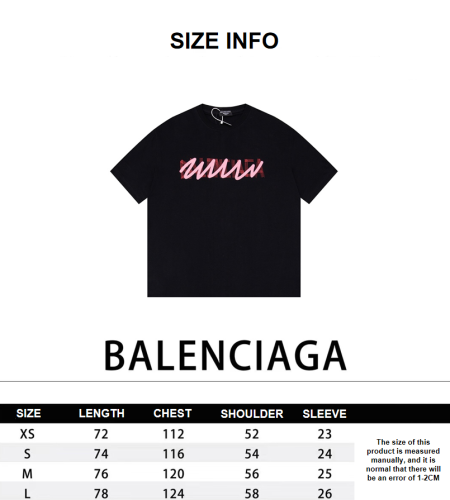Balenciaga Pink Graffiti Print Logo Short Sleeve Black 7.11