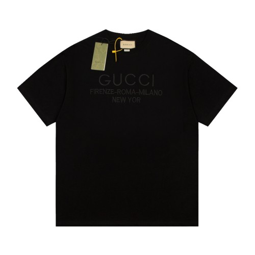 Gucci 23SS New Chest Embroidered Logo Short Sleeve T-Shirt Black 7.11