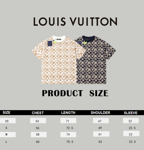 Louis Vuitton 23SS full body presbyopia logo short-sleeved T-shirt Black and yellow 7.11