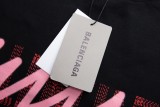Balenciaga Pink Graffiti Print Logo Short Sleeve Black 7.11