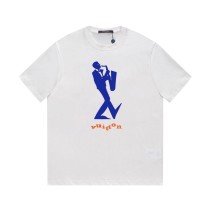 Louis Vuitton 23SS Saxophone Player Retro Cultural Logo Short Sleeve T-Shirt White 7.18