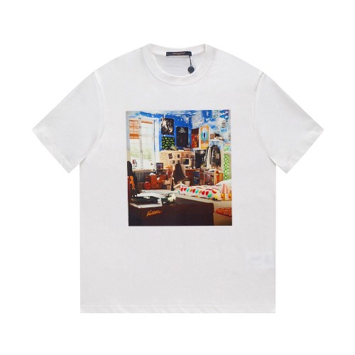 Louis Vuitton 23SS Color Canvas Room Print Short Sleeve T-Shirt White 8.9