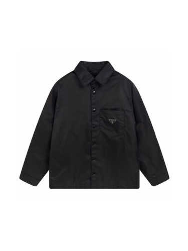 Prada Chest Pocket Classic Inverted Triangle Logo Long Sleeve Shirt 8.9