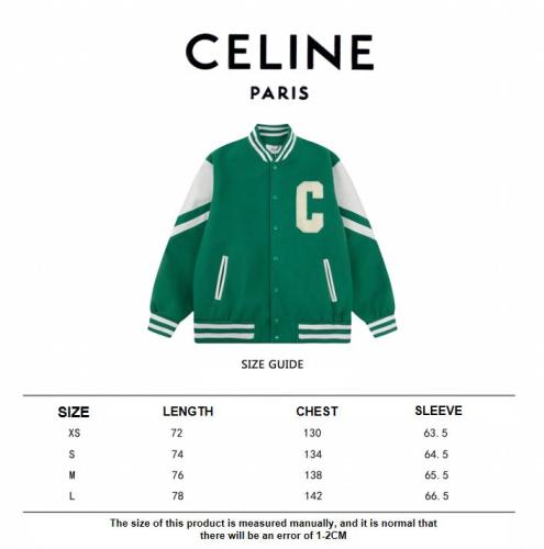 Celine 2023 New Towel Embroidered Big C and Leather Teddy Baseball Jacket Green 8.29