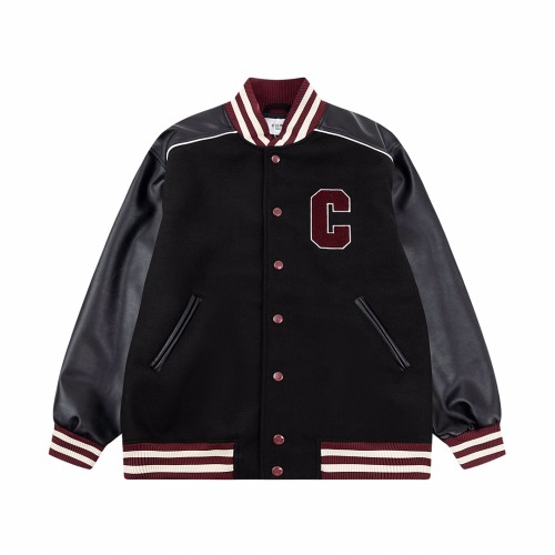 Celine 2023 New Towel Embroidered Big C and Leather Teddy Baseball Jacket Bred 8.29