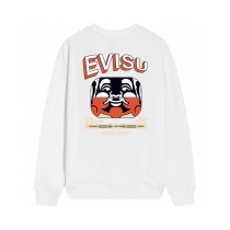 Evisu 23 New Chest Contrasting Color Square Printing Crewneck Sweatshirt White 8.29